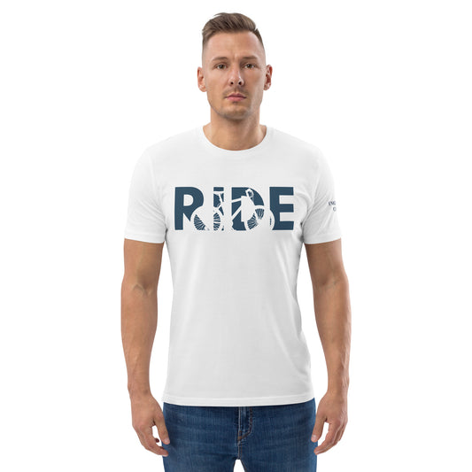 Ride Men's Organic Cotton Tee - Blue Letter